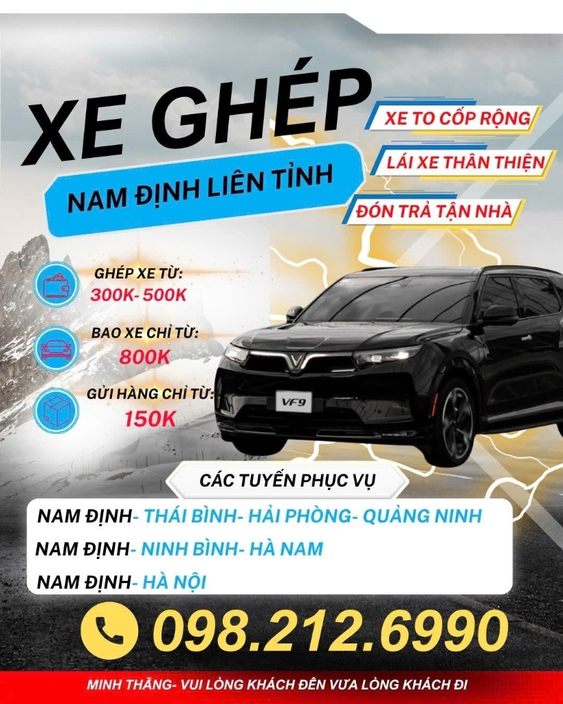 Bảng giá xe ghép xe tiện chuyến Nhà Xe Quang Thắng